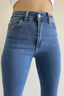Pubi Ispanyol Yüksek Bel Solmaz Mavi Kar Yıkama Kot Pantolon Toparlayıcı Jean