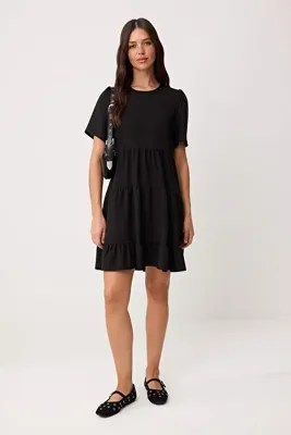 TRENDYOLMİLLA Siyah Kısa / Mini Shift Dokuma Elbise TWOSS26EL00984
