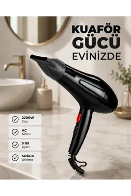 Edab Dreess Profesyonel 2200W Fön Makinesi – AC Motorlu, Hızlı Kurutma, Hafif Tasarım Edap
