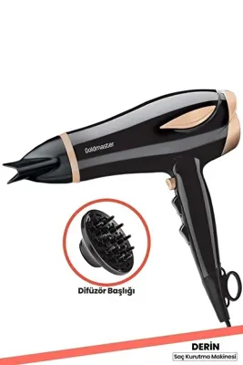GOLDMASTER Derin 2200 Watt Dc Motor Isı Ve Hız Ayarlı Difüzör Saç Kurutma Fön Makinesi