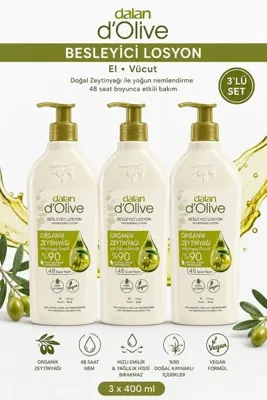 Dalan D'Olive Besleyici Losyon 48 saat Nem 400 ml 3 Adet (3 lü set)
