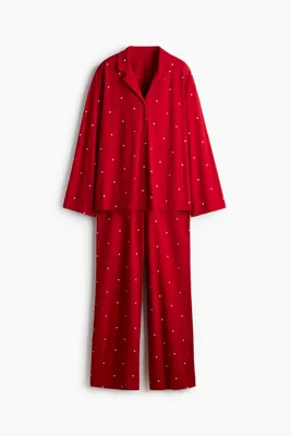 H&M Pamuklu ve Baskılı Pijama Takımı