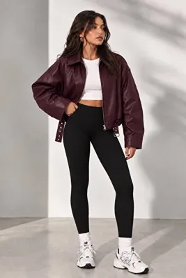 AKT Kadın Oversize Deri Ceket- Oversize Relax Fit, Fermuarlı Kemer Detaylı Günlük Kadın Ceket