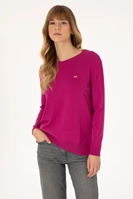 U.S. Polo Assn. Kadın Pembe Bisiklet Yaka Basic Kazak 50313579-VR252