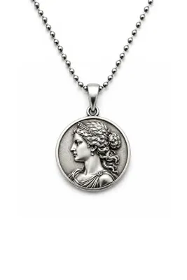 Coy Diamond Afrodit Figürlü Vintage Kolye – Antik Yunan Temalı Madalyon Tasarım – Unisex Kolye