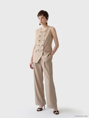 Soulife Loose Fit Kadın Pileli Kumaş Pantolon