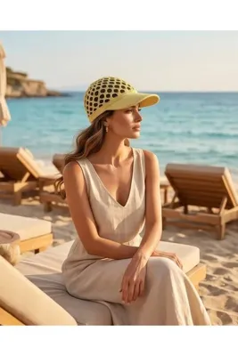 Trend Kapında Simli Örgü Tasarımlı Modern Görünümlü Yazlık Triko Şapka