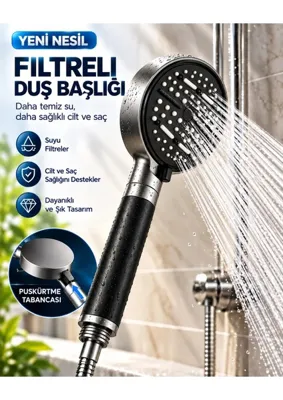 Uravas Store Uraselect 6 Modlu Filtreli Duş Başlığı Büyük Panel Su Tasarruflu Çok Fonksiyonlu Duş Başlığı