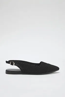 TRENDYOL SHOES Siyah Triko Arkası Açık Sivri Burun Kadın Babet TAKSS25BE00008