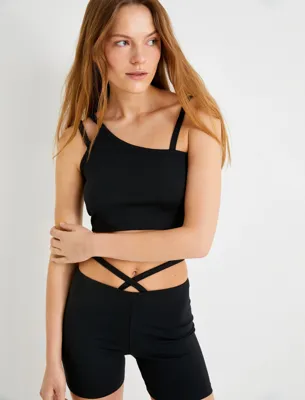 Koton Sporcu Sütyeni Kapsız Asimetrik Askı Detaylı Slim Fit
