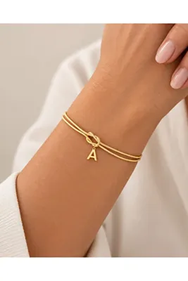 BUSE GOLD&SİLVER 925 Ayar Altın Kaplama Gümüş Harfli Bileklik