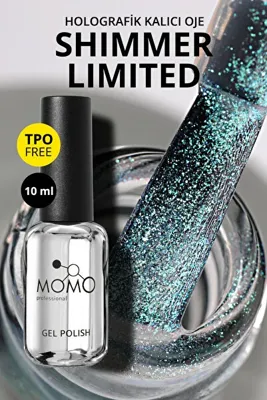 Momo Professional Shimmer Limited Holografik Kalıcı Oje SL04, Rakı Beyazı Turkuaz Yeşil Simli, 10 ml