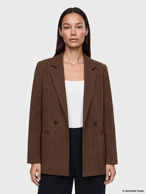 LCW STUDIO Kruvaze Yaka Yün Karışımlı Kadın Blazer Ceket