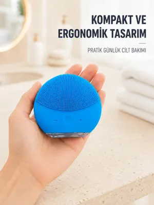 Mavi Silikon Yüz Temizleme Cihazı Su Geçirmez Titreşimli Yüz Bakım Fırçası -MİRAYLİFE
