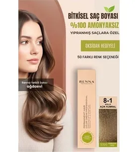 Renna AMONYAKSIZ Bitkisel Yıpranmış Saçlar İçin Saç Boyası 7-1 KÜLLÜ KUMRAL 60ml