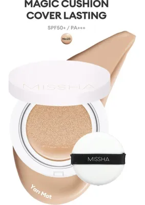 MISSHA Yarı Mat Görünümlü Uzun Süre Kalıcı Cushion Fondöten Magic Cushion Cover Lasting SPF50+/PA+++ No,23