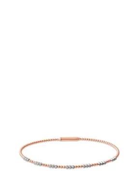 Safir Mücevher Luna Pırlanta Taşlı 14 Ayar Rose Gold Kadın Esnek Kelepçe Bileklik