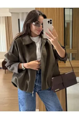 PRİFALDİ Premium Oversize Süet Bomber Ceket