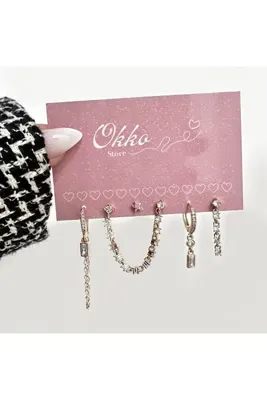 Okko Store Baget Ve Yıldız Model 6'lı Küpe