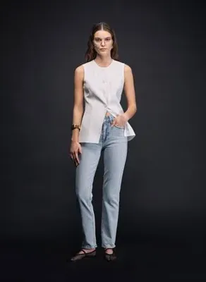 Vatkalı Mavi Kadın Mom Fit Denim Pantolon PNT-RB-23-058-43