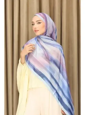 İmajButik Mavi Aqua Desenli Soft Şal