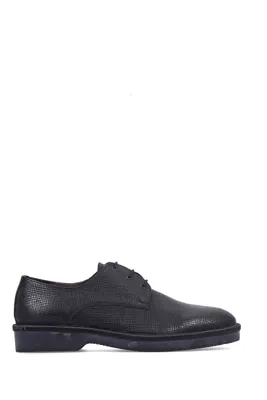 Derimod Geox Erkek Siyah Affile Bağcıklı Deri Sneaker
