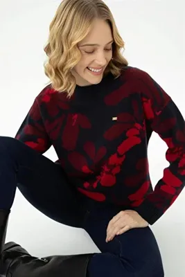 U.S. Polo Assn. Kadın Lacivert Bisiklet Yaka Kazak