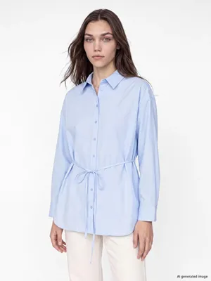 LCW Modest Kuşaklı Poplin Kadın Gömlek Tunik
