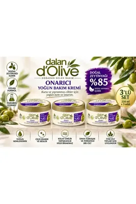 Dalan D'Olive Onarıcı Yoğun Bakım Kremi Kavanoz 250 ml 3'lü Set Doğadan Gelen Bakım