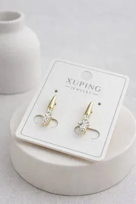 ATELİER GİZEM Kadın kararmaz gold taşlı çelik küpe