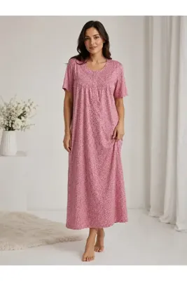 Alize Moda Kısa Kollu %100 Pamuklu Büyük Beden Kadın-Anne Gecelik
