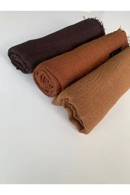 Larissa Scarf 3'lü Bürümcük Şal Acı Kahve Taba Tarçın