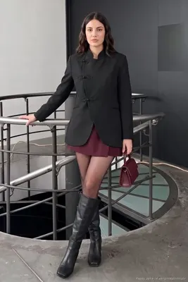Lela Hakim Yaka Çapraz Kapamalı Düğme Detaylı Blazer Ceket Kadın CEKET 6524064