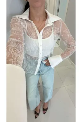 BİRCANÇİL Bugry Beyaz Dantelli Gömlek