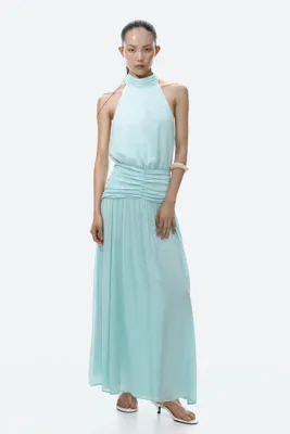 H&M Drapeli Halter Yaka Elbise