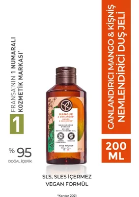 Yves Rocher Duş Jeli - Nemlendirici Canlandırıcı Mango Kişniş-SLS,SLES İçermez,Vegan-200ml