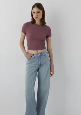 Mavi Pembe Basic Crop Tişört