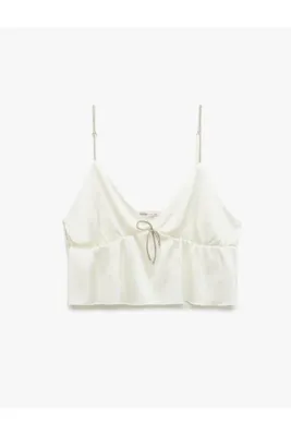 Koton V Yaka Askılı Bridal Saten Crop Pijama Üstü