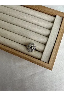ringbox Lacivert Taşlı Vintage Model Yüzük