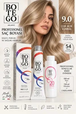 botegohair 9.0 Çok Açık Kumral Profesyonel Saç Boyası Seti