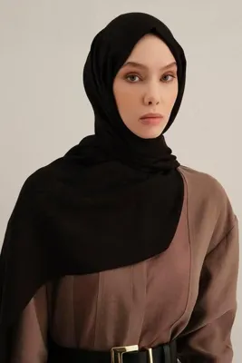Armine Lyocell Şal - Logo Desen - ALY6-01 - Siyah