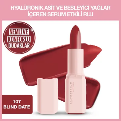Maybelline New York Maybelline Serum Etkili Hyalüronik Asit ve Besleyici Yağ İçeren Ruj 107 Blind Date