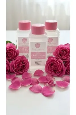 ROSE ESSENCE EXCLUSİVE Doğal Gül Suyu 220 ml 3'lü Paket | Saf Gül Suyu | Yüz Toniği | Ferahlatıcı Cilt Bakımı