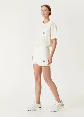 Moncler Ekru Dokulu Şort