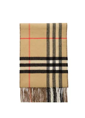 Burberry Double Ekd Desenli Bej Kaşmir Çift Taraflı Kadın Atkı