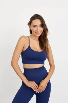 Saby Active Seamless Bra - Forme | Lacivert Lazer Kesim Dikişsiz Toparlayıcı Pedli Kadın Spor Sütyen Bralet