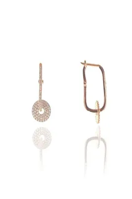 Söğütlü Silver Gümüş Yuvarlak Modeli Zirkon Taşlı Göçmen Küpe Sgtl9017