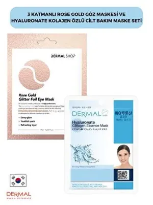 Dermal 3 Katmanlı Rose Gold Göz Maskesi 4 gr. ve Sıkılaştırıcı, Nemlendirici ve Pürüzsüzleştirici Şarap Özlü Kolajen Maske 23 gr.