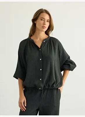 The Handloom Kaya Boyfriend Shirt - Antrasit 