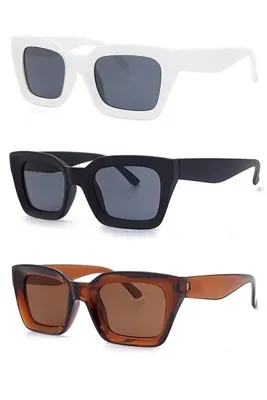 MACERATİ Sour Unisex Kare Güneş Gözlüğü Siyah Kahverengi Beyaz 3lü Set